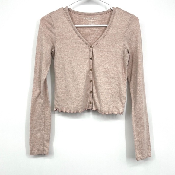 American Eagle Outfitters Sweaters - American Eagle Cardigan Soft & Sexy Plush Crop Button V Neck Long Sleeve